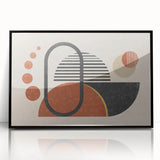 Framed abstract wall art featuring colorful strokes and lines in a modern design, set against a sleek black frame, ideal for contemporary decor.