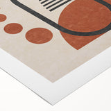 Abstract wall art design on rolled canvas showcasing vibrant strokes and lines in shades of blue, orange, and gold, ideal for modern decor.