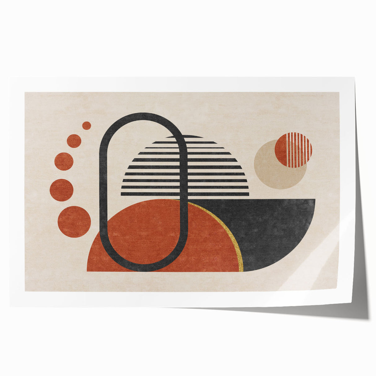 Abstract wall art print showcasing vibrant strokes and lines in bold colors, ideal for modern decor, rolled for easy framing and display.