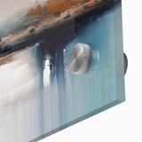 Close-up of an abstract strokes and lines wall art design printed on acrylic glass, showcasing vibrant colors and fluid patterns for modern decor.