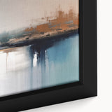 Close-up of a framed abstract wall art piece showcasing colorful strokes and lines, perfect for modern interior decor and artistic expression.