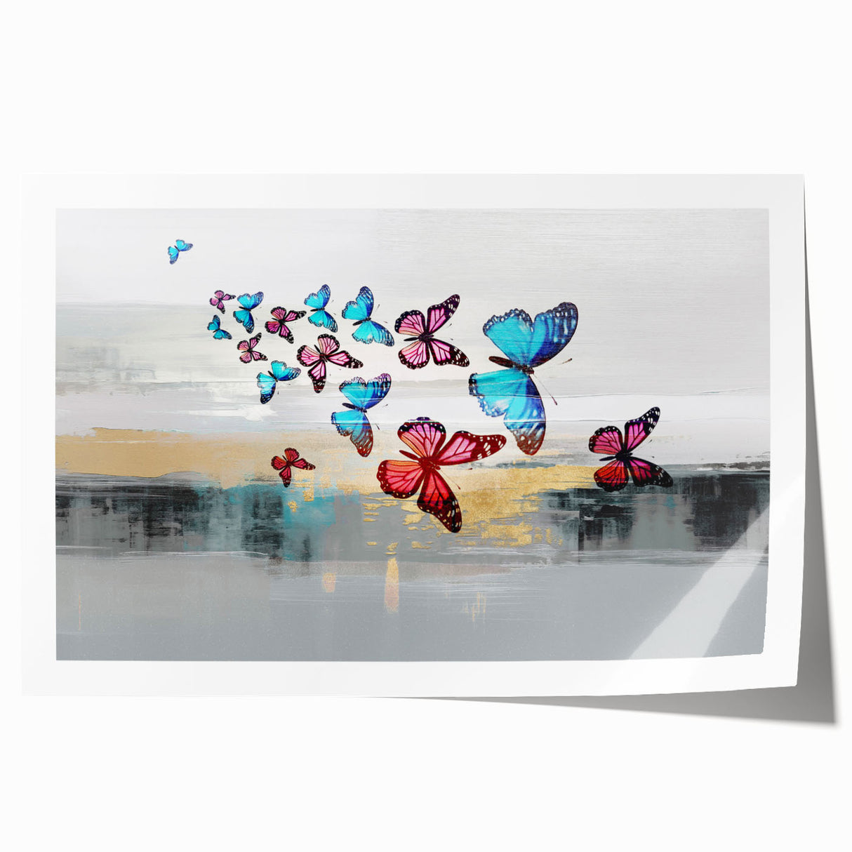 Abstract wall art print showcasing vibrant strokes and lines in bold colors, perfect for modern decor. Ideal for enhancing living spaces or offices.