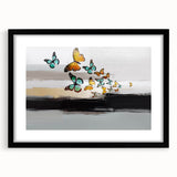 Abstract strokes and lines design in a black frame with mat, showcasing modern wall art collection perfect for contemporary home decor.