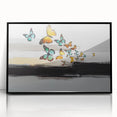 Framed abstract wall art showcasing dynamic strokes and lines in black and white, perfect for modern decor and art enthusiasts.