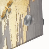 Close-up of an abstract wall art piece featuring vibrant strokes and lines in shades of blue, red, and yellow, designed for modern decor.