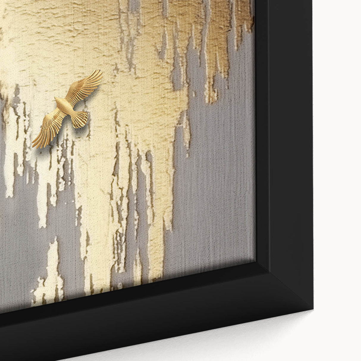 Close-up of a framed abstract wall art piece showcasing colorful strokes and lines, perfect for modern home decor with vibrant hues.