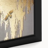 Close-up of a framed abstract wall art piece showcasing colorful strokes and lines, perfect for modern home decor with vibrant hues.