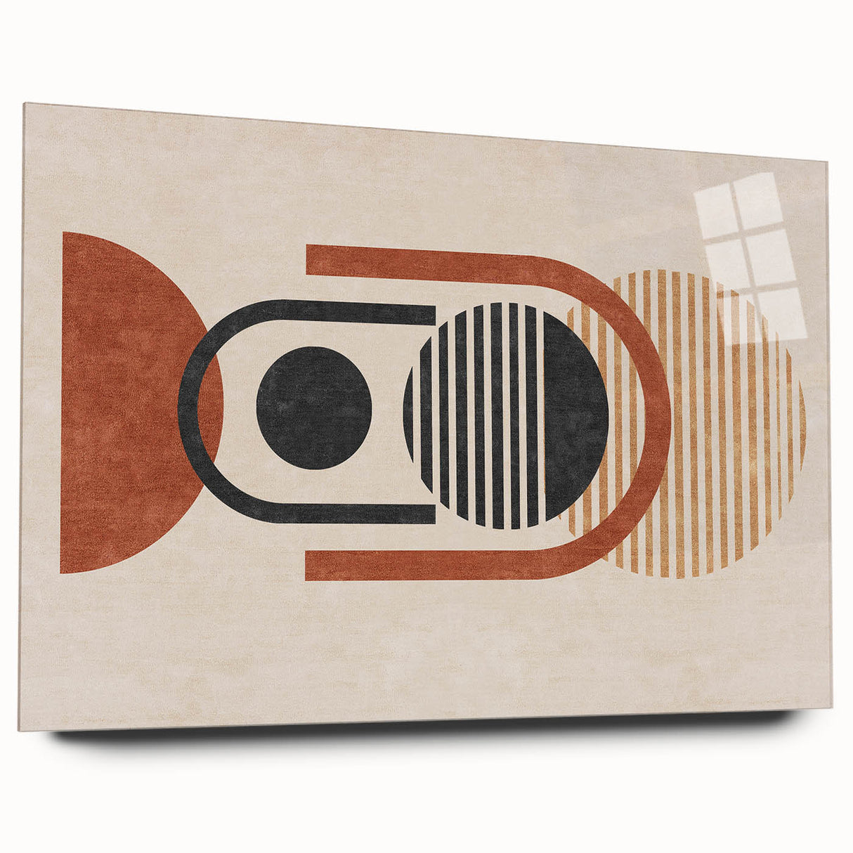 Abstract wall art design showcasing a vibrant composition of colorful strokes and lines on acrylic glass, ideal for modern home decor.