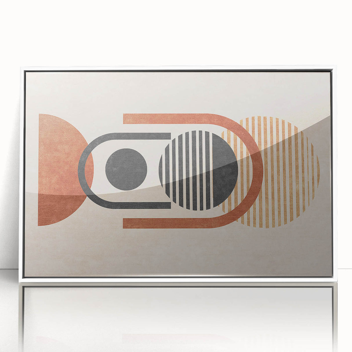Abstract wall art featuring a collection of colorful strokes and lines in a modern design, framed with a sleek white border for contemporary decor.