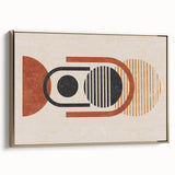 Framed wall art showcasing a modern abstract design with gold strokes and lines on a canvas, adding elegance to any decor.