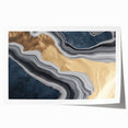 Abstract wall art print showcasing vibrant strokes and lines in shades of blue, orange, and gray, perfect for modern home decor.