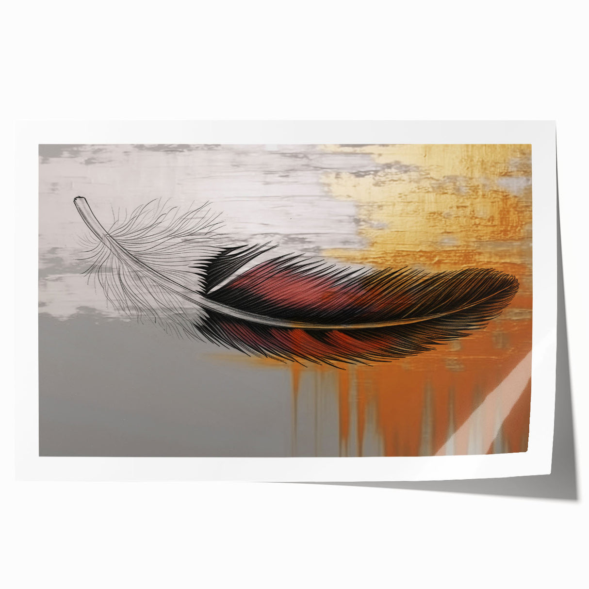 Abstract wall art print showcasing vibrant strokes and lines in various hues, perfect for modern decor; rolled for easy framing and display.