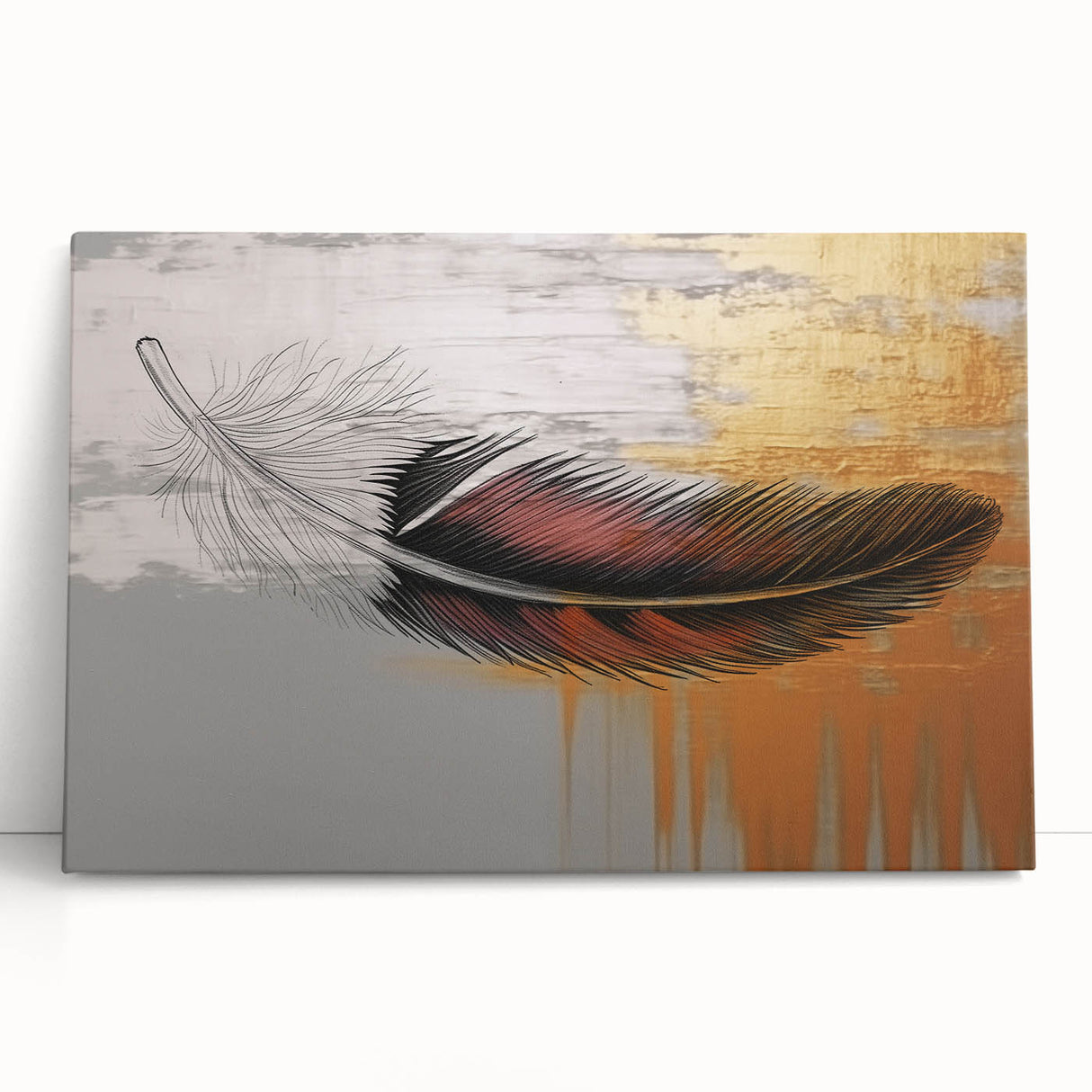 Abstract canvas wall art featuring colorful strokes and lines in vibrant hues of blue, orange, and yellow, perfect for modern home decor.