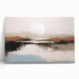 Abstract canvas wall art showcasing vibrant strokes and lines in shades of blue, orange, and yellow, ideal for modern interior decor.