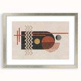 Framed abstract wall art showcasing dynamic strokes and lines in muted colors, featuring a sleek silver frame and mat for modern decor.