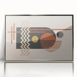 Framed abstract wall art showcasing a modern design with vibrant strokes and lines in silver and blue tones, perfect for contemporary decor.