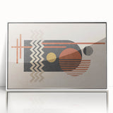 Framed abstract wall art featuring colorful strokes and lines design on a white background, ideal for modern home decor.