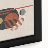 Close-up view of framed abstract wall art featuring fluid strokes and lines in vibrant colors, ideal for modern decor and interior design.