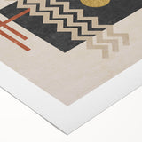 Colorful abstract strokes and lines design on rolled canvas, showcasing vibrant hues and fluid shapes for modern home decor.