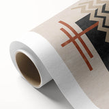 Abstract wall art design on rolled canvas showcasing vibrant strokes and lines in shades of blue, orange, and yellow, ideal for modern decor.