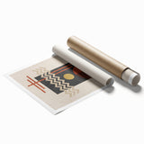 Abstract wall art print showcasing vibrant strokes and lines in bold colors, perfect for modern decor or artistic spaces, rolled for easy framing.