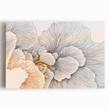 Abstract wall art featuring vibrant strokes and lines in shades of blue, orange, and yellow on a stretched canvas, perfect for modern decor.