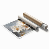 Abstract wall art print featuring colorful strokes and lines in vibrant hues, ideal for modern decor, presented as a rolled canvas for easy framing.