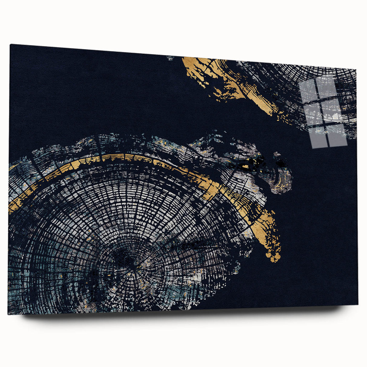 Abstract wall art featuring colorful strokes and lines in vibrant hues of blue, pink, and yellow, displayed in an acrylic glass frame, showcasing a modern design ideal for contemporary decor.