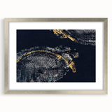 Abstract wall art featuring colorful strokes and lines in a silver frame with a mat, perfect for modern home decor and artistic displays.