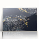 Framed abstract wall art featuring vibrant strokes and lines in various colors, set against a white background, ideal for modern decor.