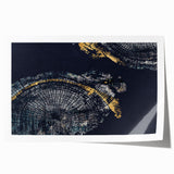 Abstract wall art print showcasing vibrant strokes and lines in blue, yellow, and orange hues, designed for modern decor aesthetics.