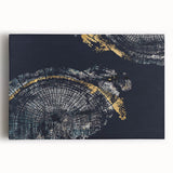 Abstract wall art featuring colorful strokes and lines on a stretched canvas, showcasing a modern design ideal for contemporary decor.