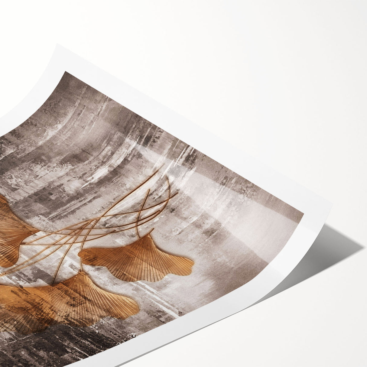 Abstract wall art print showcasing vibrant strokes and lines in a blend of blue, orange, and yellow hues, perfect for modern decor.