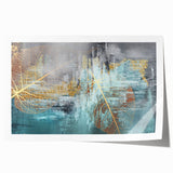 Abstract wall art print featuring vibrant strokes and lines in bold colors, ideal for modern decor or artistic spaces, showcasing a dynamic design.