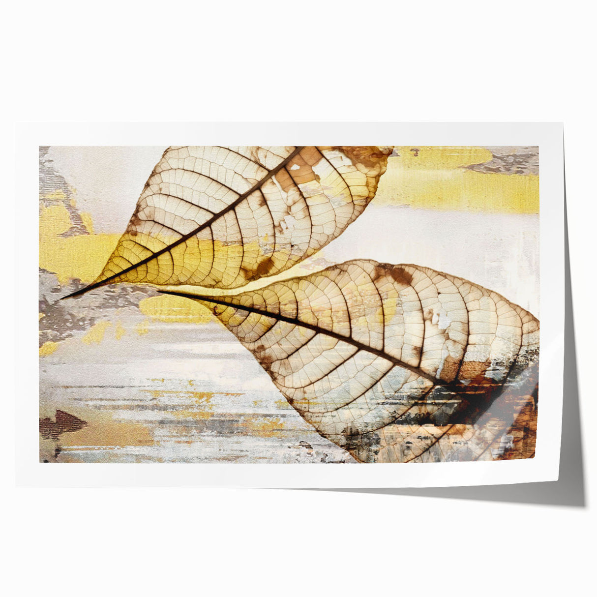 Abstract wall art print showcasing vibrant strokes and lines in a blend of blue, yellow, and red tones, ideal for modern decor styles.