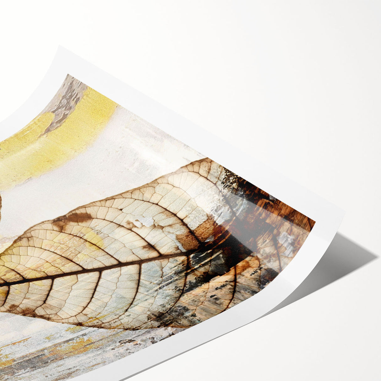 Abstract wall art print showcasing vibrant strokes and lines in blue, orange, and yellow, perfect for modern home decor.