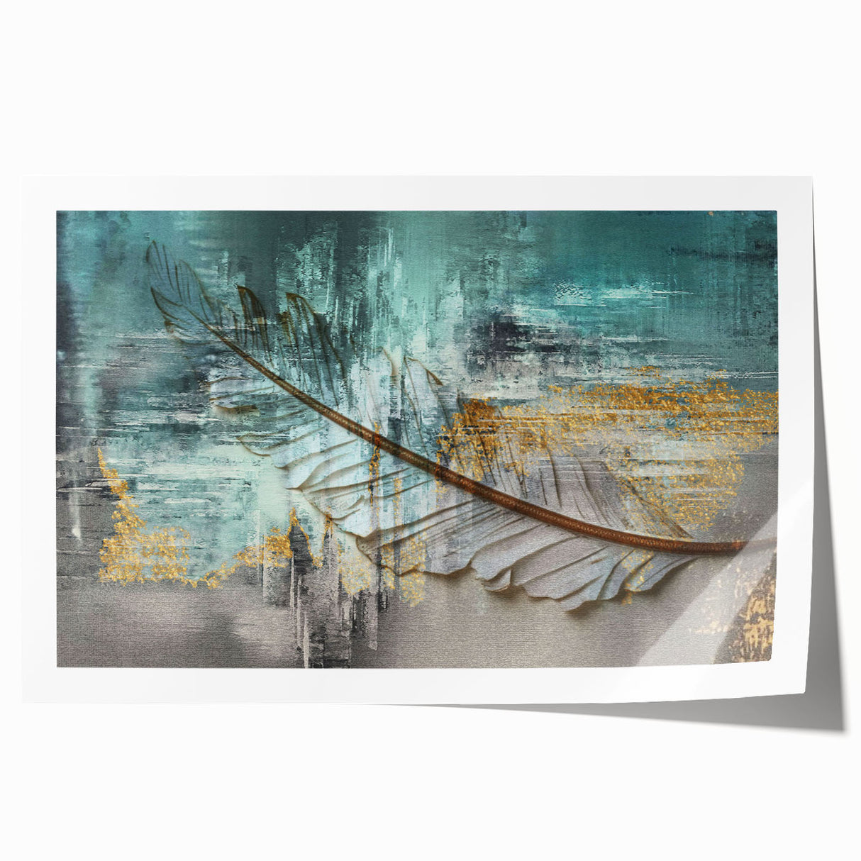 Abstract wall art print showcasing vibrant strokes and lines in bold colors, ideal for modern decor, rolled for easy framing and display.