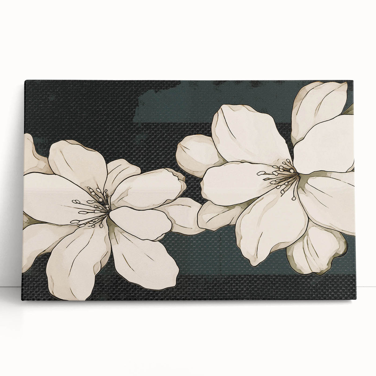 Abstract wall art design with colorful strokes and lines in a modern style, displayed on stretched canvas, perfect for contemporary home decor.