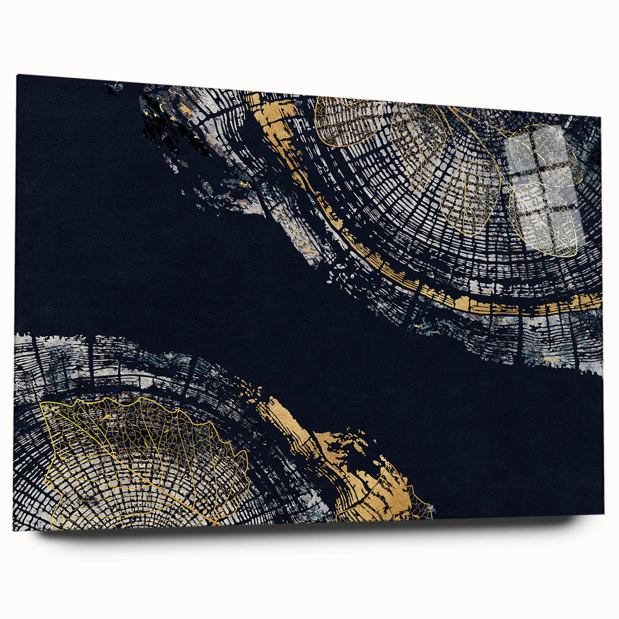 Abstract strokes and lines wall art design on acrylic glass, showcasing vibrant colors and smooth texture, perfect for modern decor.