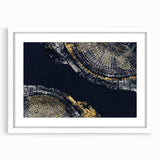 Abstract wall art print showcasing vibrant strokes and lines in a modern design, framed with a white mat for an elegant display.