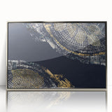 Framed wall art showcasing an abstract design with colorful strokes and lines in a sleek silver frame, perfect for modern decor.