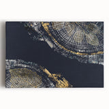 Abstract wall art canvas featuring vibrant strokes and lines in shades of blue, orange, and yellow, designed for modern home decor.