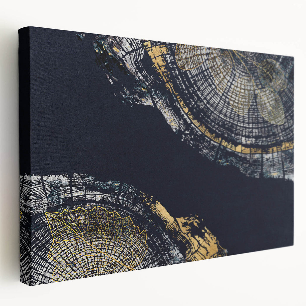 Abstract strokes and lines design wall art on stretched canvas, showcasing vibrant colors and dynamic patterns in a modern setting.