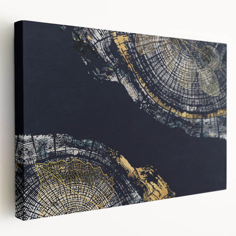 Abstract strokes and lines design wall art on stretched canvas, showcasing vibrant colors and dynamic patterns in a modern setting.