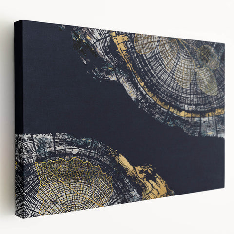 Abstract strokes and lines design wall art on stretched canvas, showcasing vibrant colors and dynamic patterns in a modern setting.