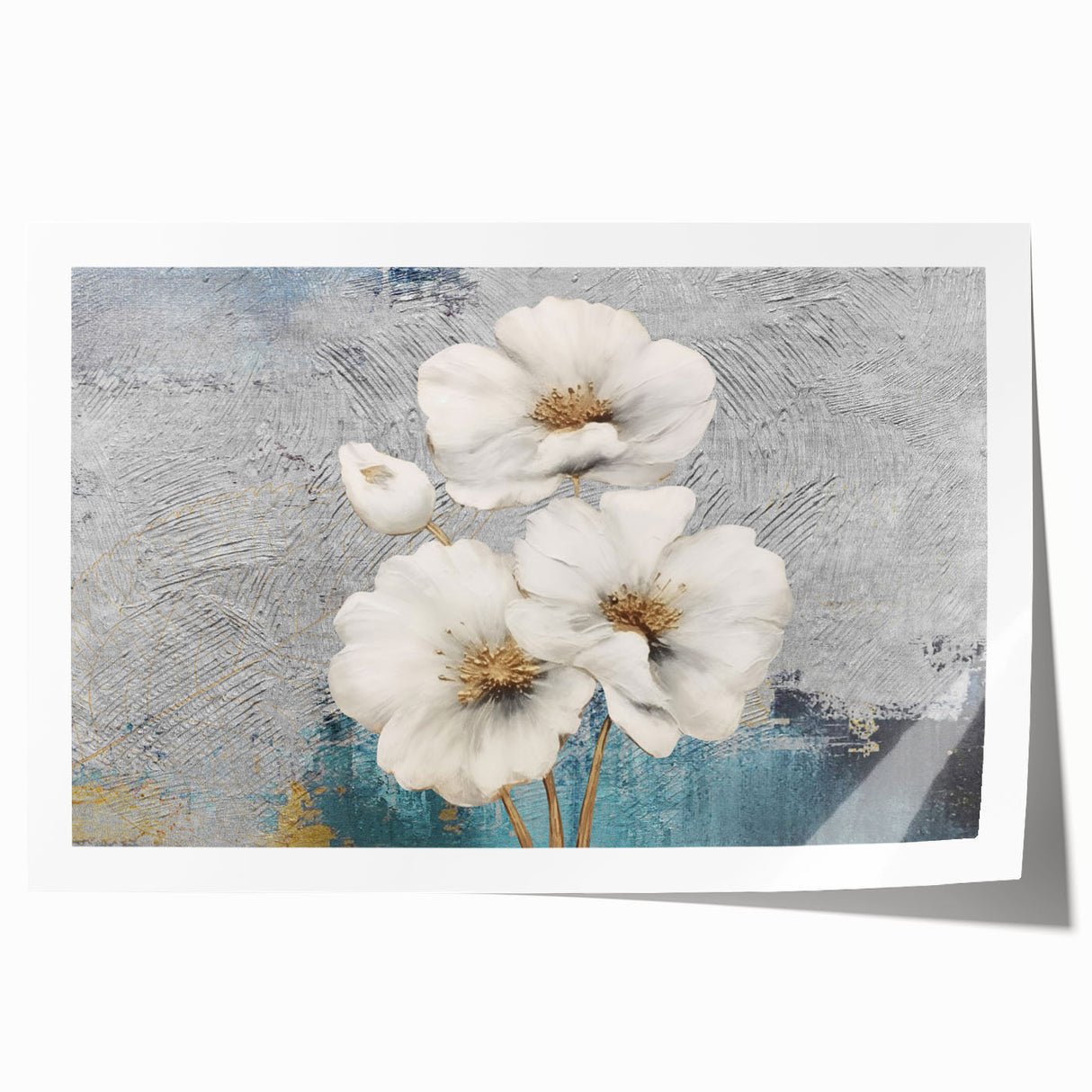 Abstract strokes and lines in vibrant colors create a modern wall art design, perfect for contemporary home decor, highlighted on a rolled print.