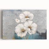 Abstract canvas wall art featuring vibrant strokes and lines in shades of blue, orange, and yellow, perfect for modern home decor.