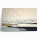 Abstract wall art featuring vibrant strokes and lines in shades of blue, yellow, and red on stretched canvas, perfect for modern decor.