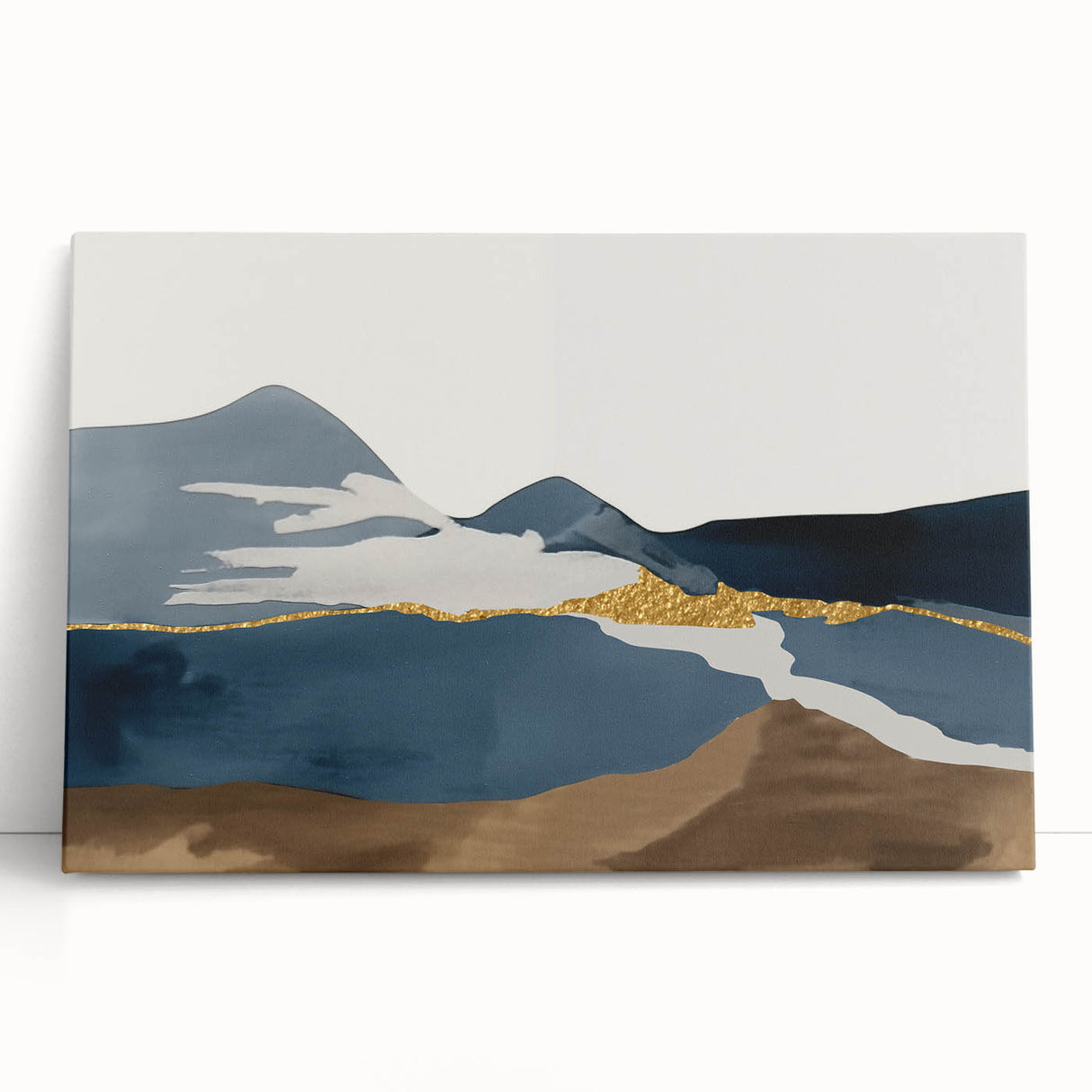 Abstract wall art design showcasing vibrant strokes and lines in bold colors, perfect for modern decor, displayed on a stretched canvas.