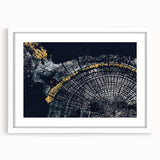 Framed abstract wall art featuring colorful strokes and lines, set in a sleek white frame with a mat, ideal for modern decor.